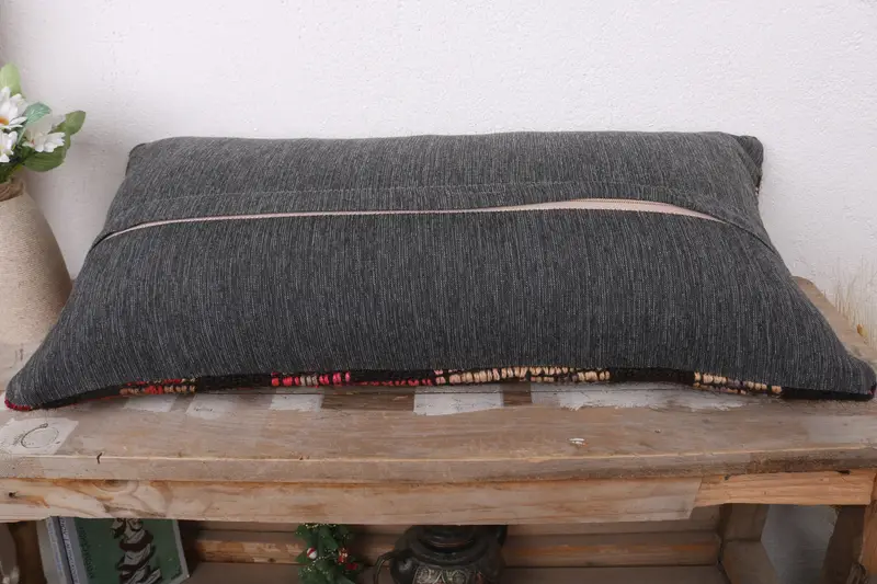 12x24 Brown Pillow Case, Cushion Cover, Ethnical Kilim Rug Pillow, Pillow for Sofa, Vintage Kilim Throw Pillow, Boho Chic Cushion Cover - 7