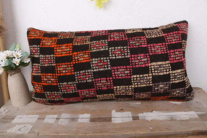 12x24 Brown Pillow Case, Cushion Cover, Ethnical Kilim Rug Pillow, Pillow for Sofa, Vintage Kilim Throw Pillow, Boho Chic Cushion Cover - 2