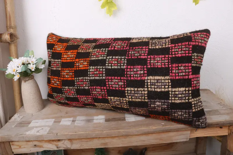 12x24 Brown Pillow Case, Cushion Cover, Ethnical Kilim Rug Pillow, Pillow for Sofa, Vintage Kilim Throw Pillow, Boho Chic Cushion Cover - 4