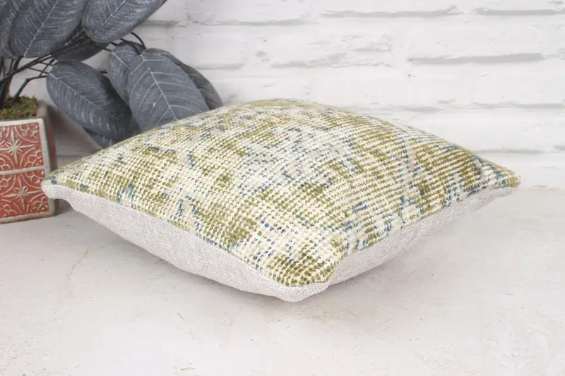 Antique Pillows, Vintage Cushion Case, Cushion Case, 12x12 Green Cushion, Kilim Cushion Sham, One Of A Kind Pillow Sham, Kilim Pillow - 6