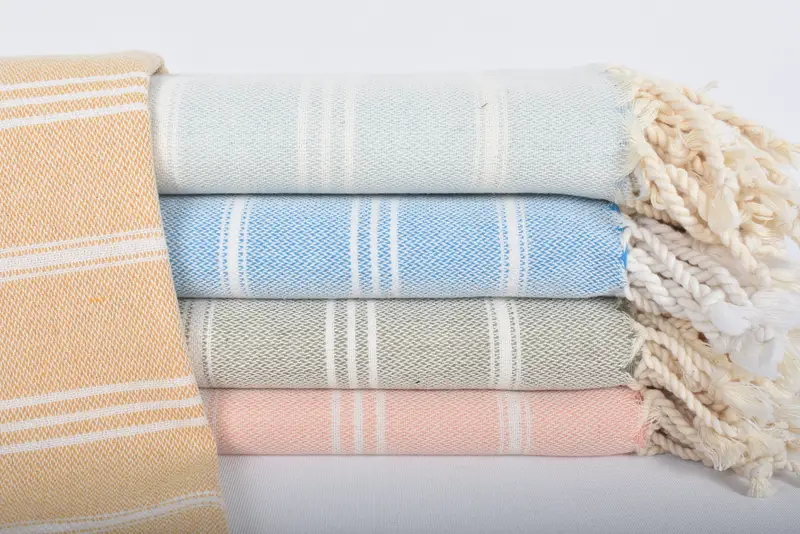 Custom Hand Towel Monogram Mustard Striped Organic Cotton, 36x24 Inches