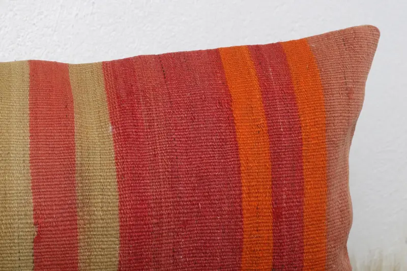 Lounge Throw Pillow, Vintage Kilim Throw Pillow, Gift Pillow, Bolster Pillow, 12x24 Red Pillow Case, Cushion, Ethnical Kilim Rug Pillow - 5