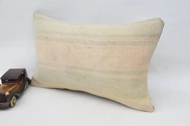 12x20 Beige Pillow, One Of A Kind Pillow Case, Outdoor Pillow Case, Cushion, Boho Pillow, Kilim Pillow Cover, Handmade Kilim Cushion - 3