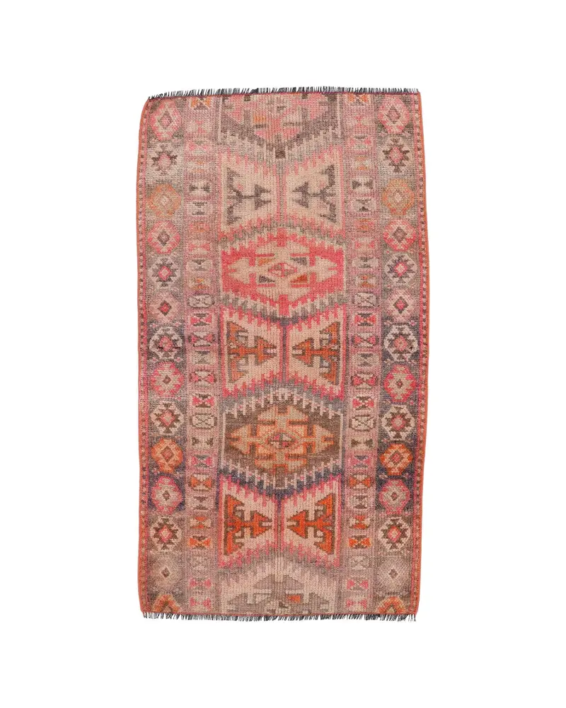 Teppich in Rosa und Orange, 2,5 x 4,6 Fuß großes botanisches Design