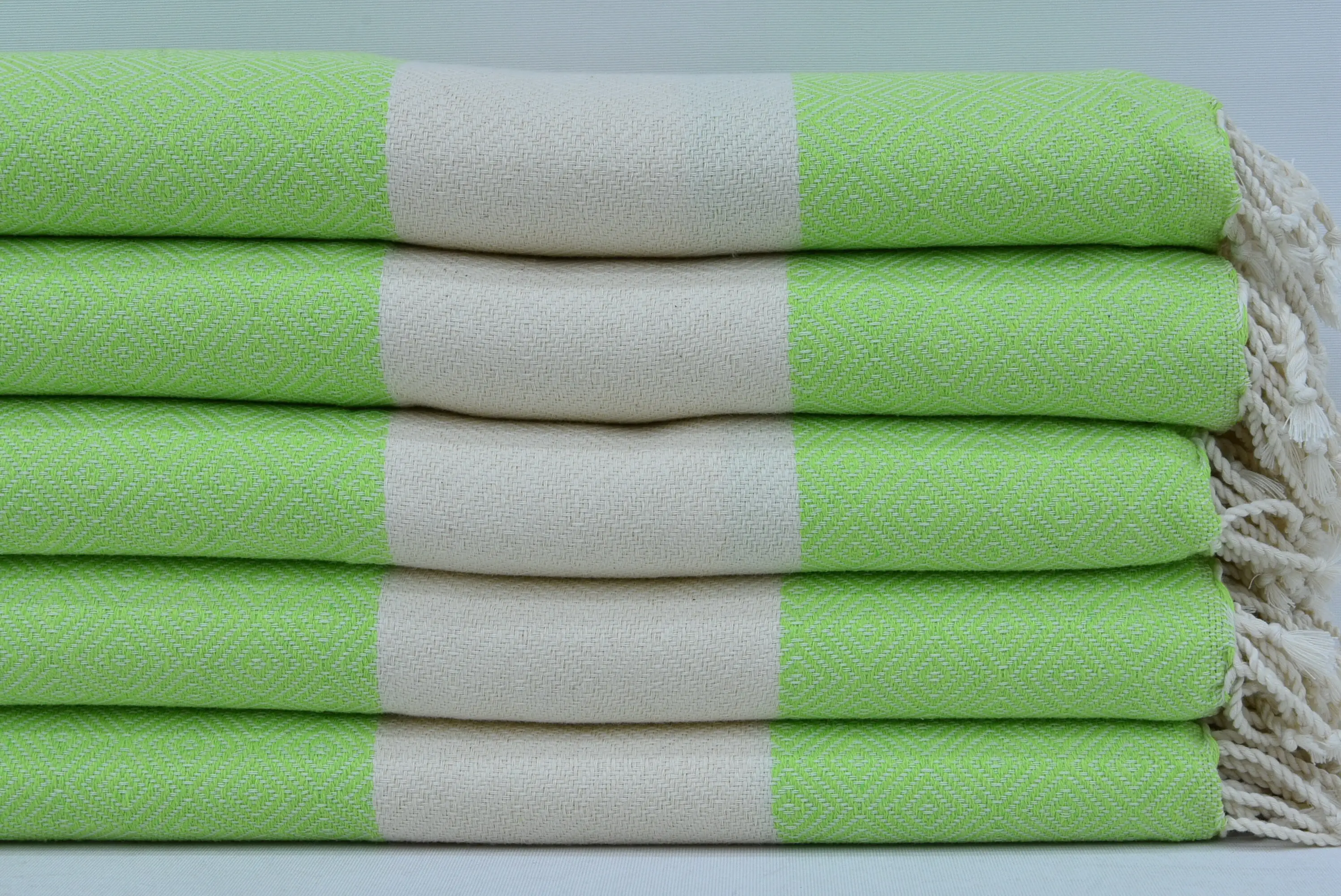 Turkish Hand Towel Organic Cotton Diamond Design, Pistachio Green, 18x36 - 1