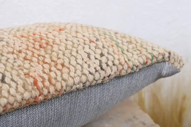 Kilim Pillow, Pillow Sham, Boho Pillow, Sustainable Pillow Case, 8x16 Orange Cushion, Interior Designer Pillow, Neutral Throw Pillow Case - 6