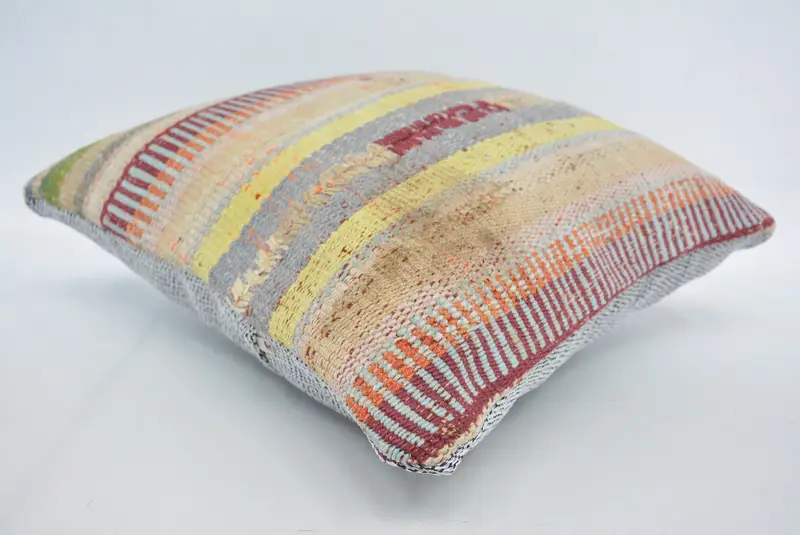 Home Decor Pillow, Kilim Cushion Sham, Ethnic Cushion Cover, Cushion Cover, Ethnical Kilim Rug Pillow, 16x16 Beige Cushion, Hippie Throw Pillow Case - 6