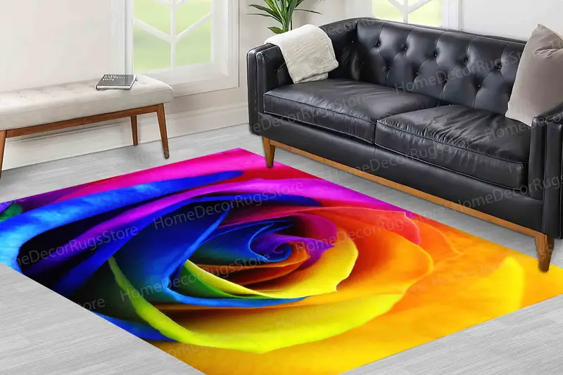 Gül Çiçeği Baskılı Halı, Ev Dekorasyonu için Modern Çiçek Tasarımı