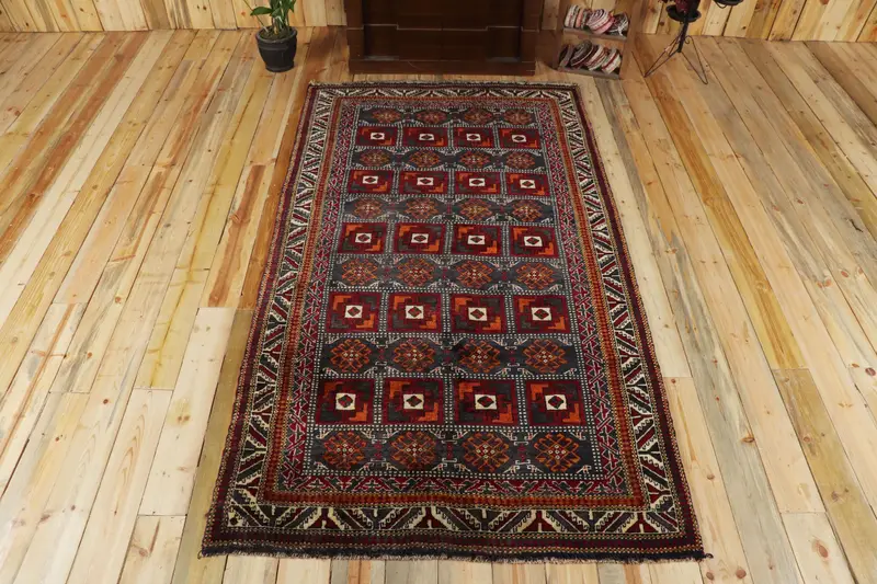 Türk Vintage Oushak Halı 4.6x8 ft (139x245 cm), Kırmızı Güneybatı Yün Halı - 1