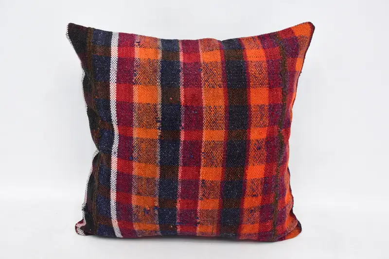 Cushion, Retro Throw Pillow Sham, Vintage Kilim Throw Pillow, Pet Cushion Case, Handmade Kilim Cushion, Turkish Pillow, 20x20 Red Cushion - 1
