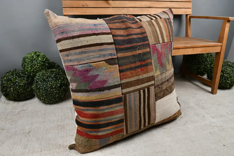 Outdoor Pillow Case, Pillow, 32x32 Red Cushion, Pillow for Couch, Vintage Kilim Pillow, Crochet Pattern Pillow Case, Kilim Pillow Cover - 7
