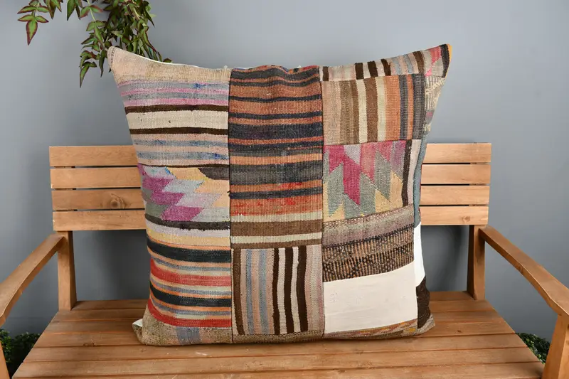 Outdoor Pillow Case, Pillow, 32x32 Red Cushion, Pillow for Couch, Vintage Kilim Pillow, Crochet Pattern Pillow Case, Kilim Pillow Cover - 6