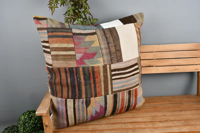 Outdoor Pillow Case, Pillow, 32x32 Red Cushion, Pillow for Couch, Vintage Kilim Pillow, Crochet Pattern Pillow Case, Kilim Pillow Cover - 1
