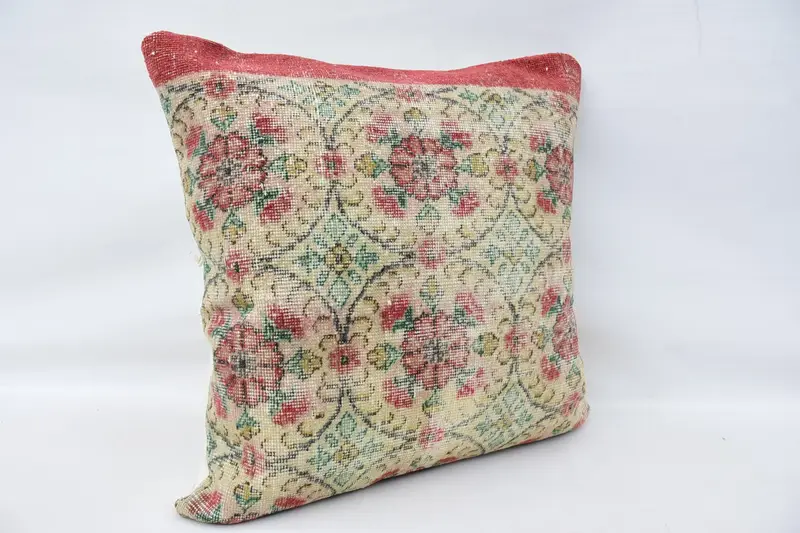 Kilim Pillow, Vintage Kilim Pillow, Lounge Throw Pillow Sham, 32x32 Beige Cushion, Cushion Cover, Turkish Kilim Pillow - 3