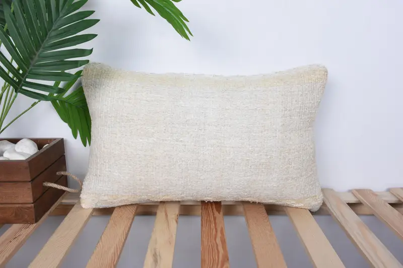 Gift Pillow, Cushion Case, 12x20 Beige Pillow, Outdoor Bolster Cushion Cover, Throw Kilim Pillow, Antique Pillows, Nautical Throw Cushion Case - 1