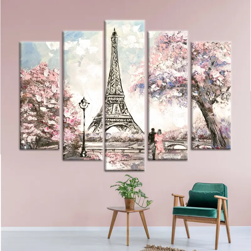 Eyfel Kulesi, Paris Yağlı Boya, Tuval Baskı, Boyama Siyah, Tuval Baskı, Soyut Canvas Baskı, Soyut Duvar Dekoru, Yansık Peyzajı - 1