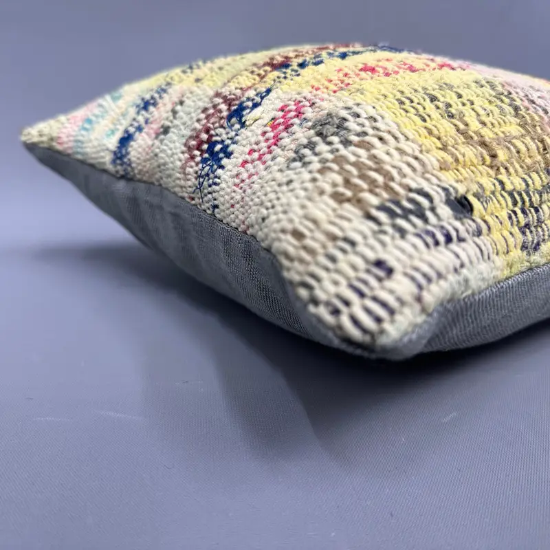 Ethnical Kilim Rug Pillow, Ethnic Cushion Case, Cushion, Neutral Throw Pillow, Turkish Pillow, 12x12 Yellow Cushion, Kilim Pillow Cover - 6