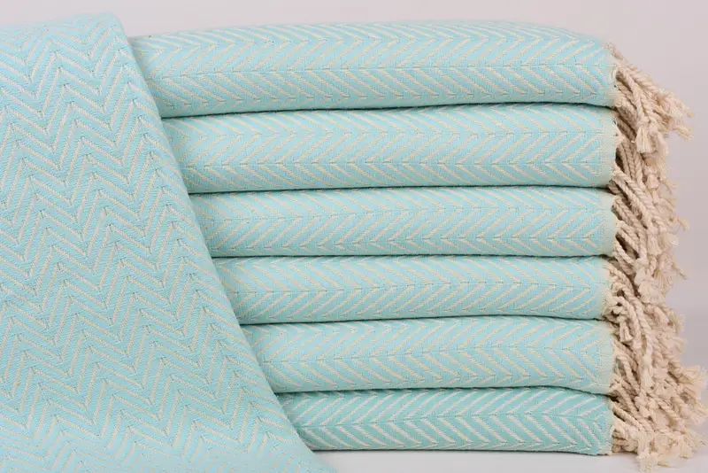 Organic Cotton Mint Zig Zag Towel, Bridesmaid Gift, 70x40 Inches