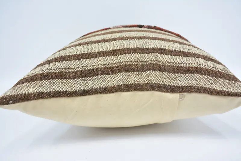 Boho yastık sahte örtü, atma yastık kılıfı, yastık, vintage Kilim atma yastığı, etnik Kilim halı yastığı, sandalye yastık kılıfı, 16x24 kahverengi yastık kasası - 5