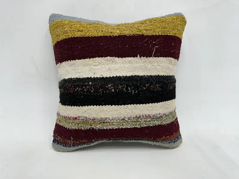 Kilim Cushion Sham, Pet Pillow, Accent Throw Cushion Cover, 18x18 White Pillow, Gift Pillow, Turkish Kilim Pillow, Sustainable Pillow, Pillow Case - 1