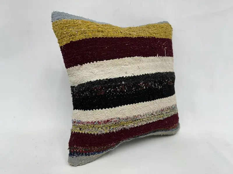 Kilim Cushion Sham, Pet Pillow, Accent Throw Cushion Cover, 18x18 White Pillow, Gift Pillow, Turkish Kilim Pillow, Sustainable Pillow, Pillow Case - 3