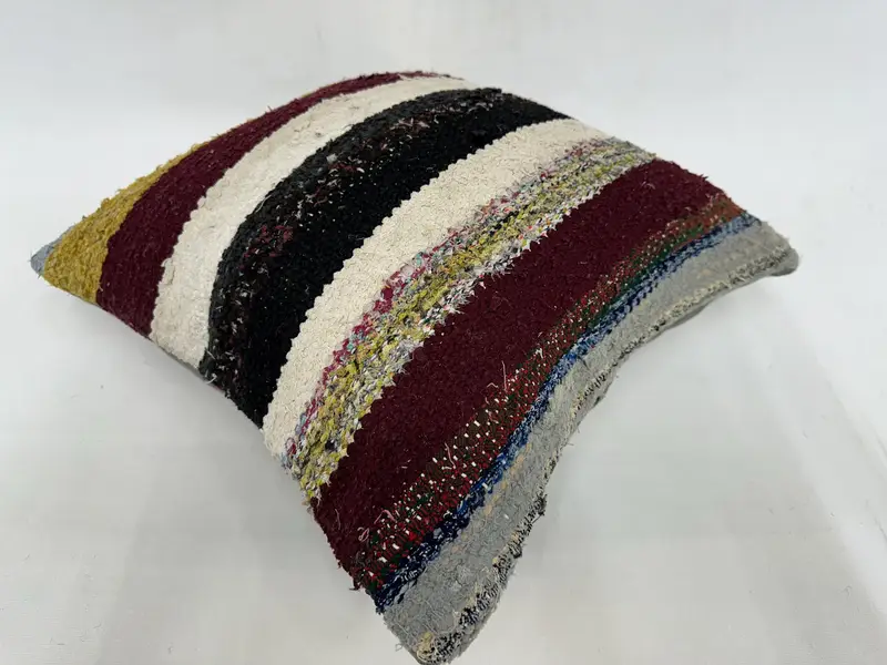 Kilim Cushion Sham, Pet Pillow, Accent Throw Cushion Cover, 18x18 White Pillow, Gift Pillow, Turkish Kilim Pillow, Sustainable Pillow, Pillow Case - 6