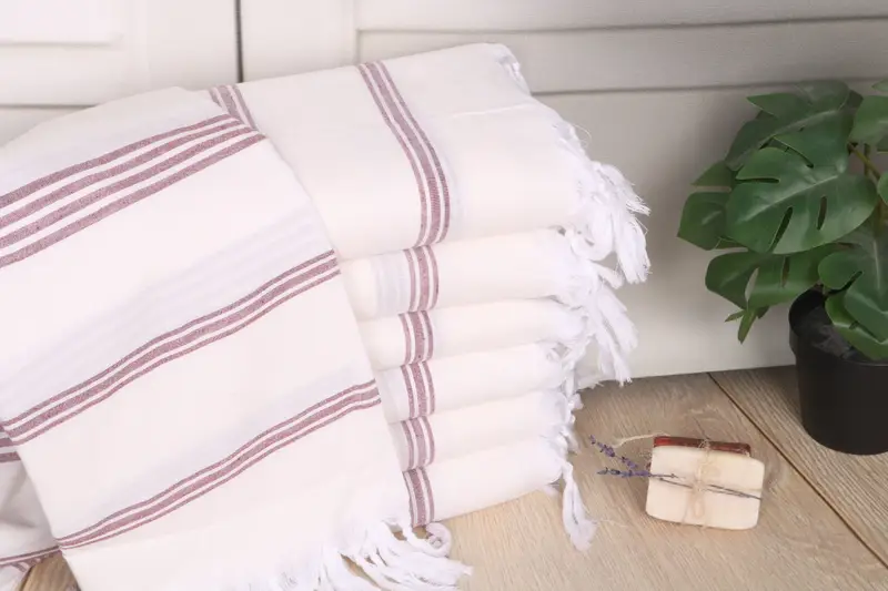 Bridal Shower Favors, Beach Towel, 40x71 Inches Burgundy Cotton Towel