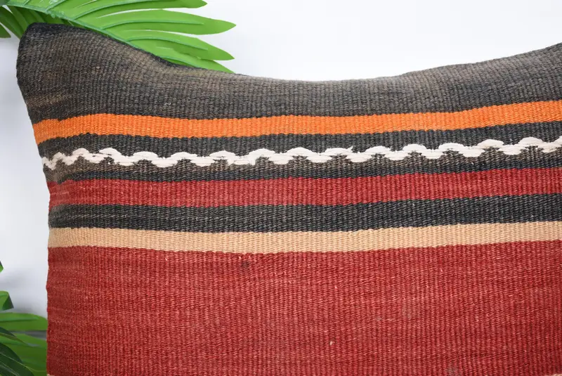 Tapestry Cushion Cover, Vintage Kilim Pillow, Pillow for Couch, Boho Pillow, Pillow Sham, Decorative Throw Pillow Sham, 18x18 Red Cushion - 2