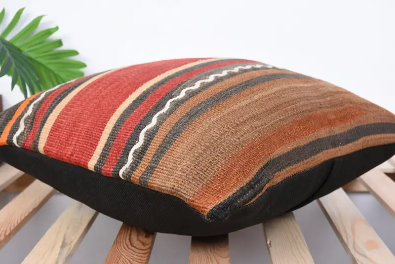 Tapestry Cushion Cover, Vintage Kilim Pillow, Pillow for Couch, Boho Pillow, Pillow Sham, Decorative Throw Pillow Sham, 18x18 Red Cushion - 6