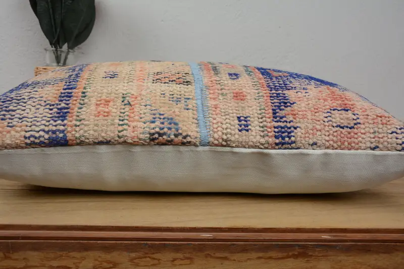 12x20 Blue Cushion Case, Bench Pillow Sham, Ethnical Kilim Rug Pillow, Boho Pillow, Handmade Kilim Cushion, Shabby Chic Pillow Case, Cushion Cover - 5