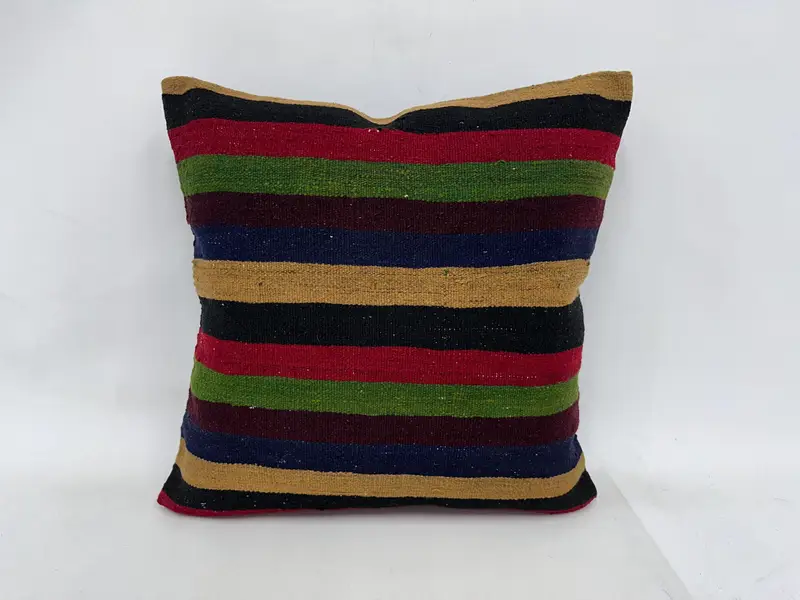 Turkish Pillow, 24x24 Green Cushion Case, Neutral Cushion, Cushion Case, Pillow for Couch, Ethnical Kilim Rug Pillow, Luxury Pillow Cover - 1