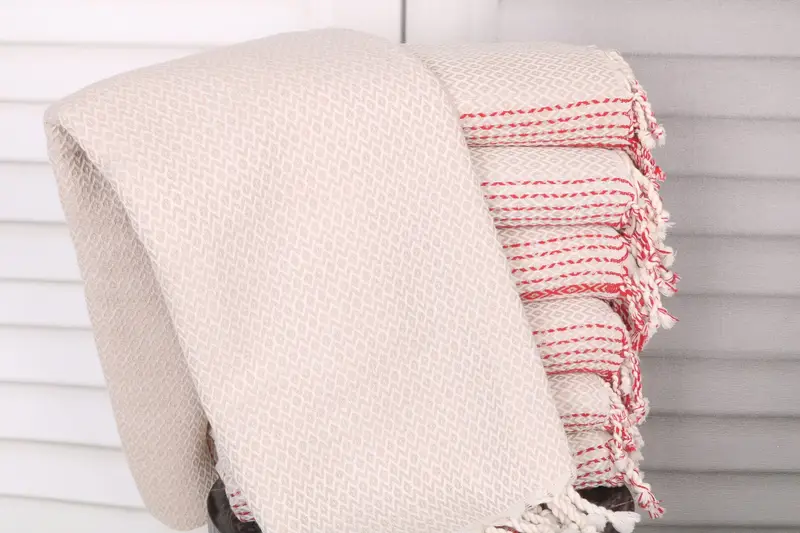 Turkish Bath Towel Diamond Beige Cotton 40x71 Inches