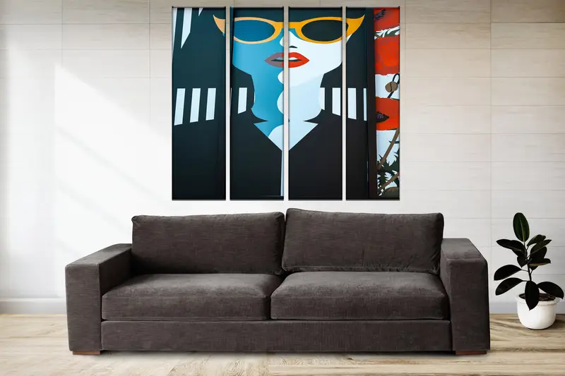 Malenkunst -Leinwand, rote Lippenfrau -Leinwand, Wandkunst -Leinwand, Magazinfrau -Leinwand, moderne Leinwand, Wandhängedekor, Kunstwerk Canvas Dekor - 3