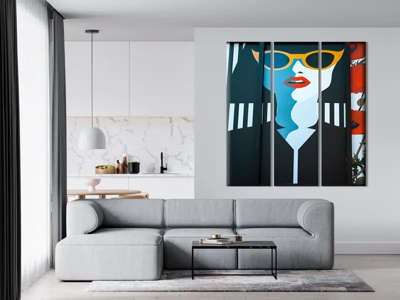Malenkunst -Leinwand, rote Lippenfrau -Leinwand, Wandkunst -Leinwand, Magazinfrau -Leinwand, moderne Leinwand, Wandhängedekor, Kunstwerk Canvas Dekor - 2