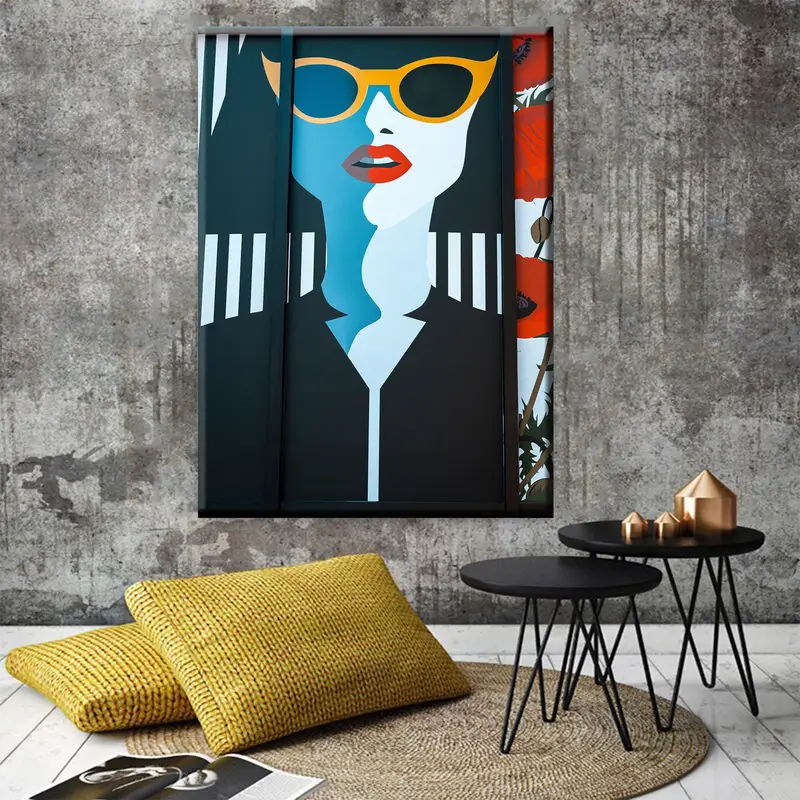Malenkunst -Leinwand, rote Lippenfrau -Leinwand, Wandkunst -Leinwand, Magazinfrau -Leinwand, moderne Leinwand, Wandhängedekor, Kunstwerk Canvas Dekor - 1
