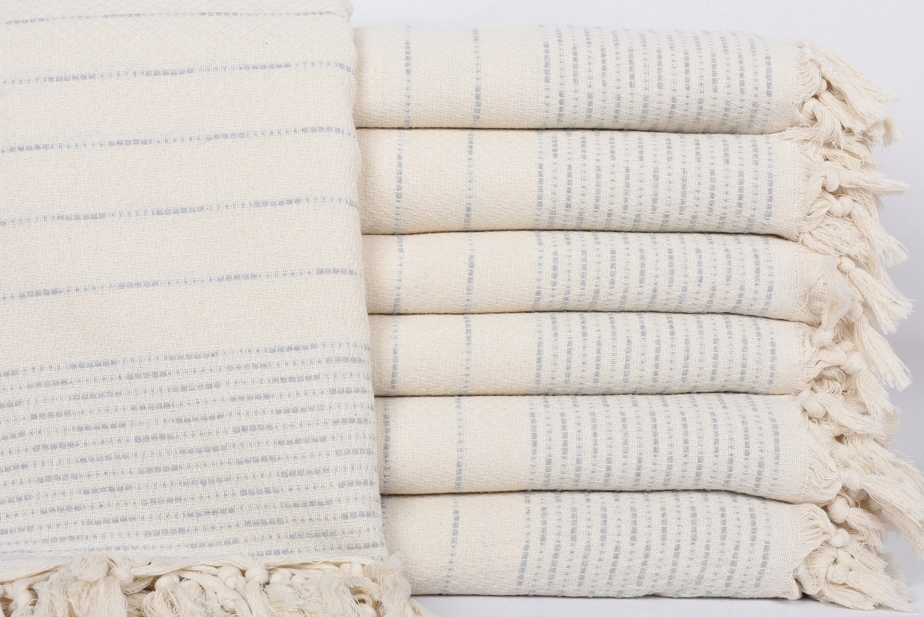 Wedding Favor Light Gray Striped Design Blanket, 97x91 Inches - 1