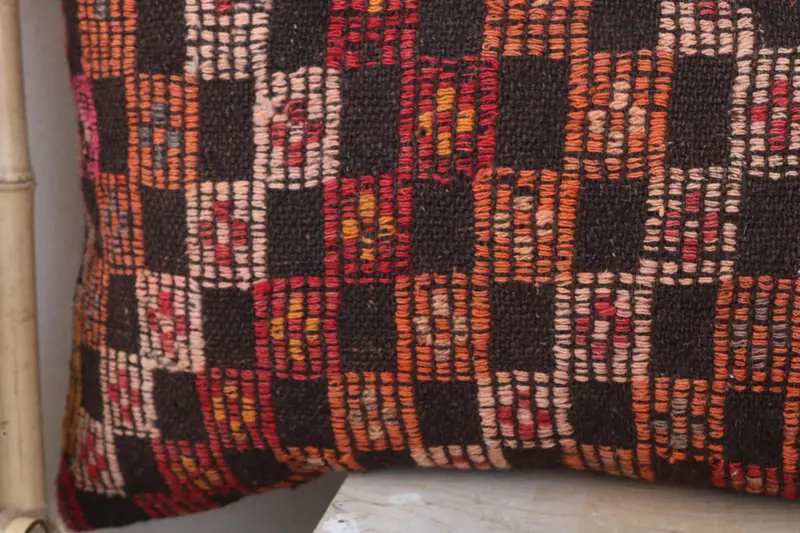 Pillow for Sofa, Kilim Pillow, Comfy Throw Pillow, Pillow Sham, Wool Kilim Pillow Pillow, 16x48 Brown Pillow, Boho Pillow Sham Cover - 3
