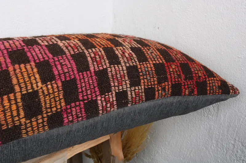 Pillow for Sofa, Kilim Pillow, Comfy Throw Pillow, Pillow Sham, Wool Kilim Pillow Pillow, 16x48 Brown Pillow, Boho Pillow Sham Cover - 5