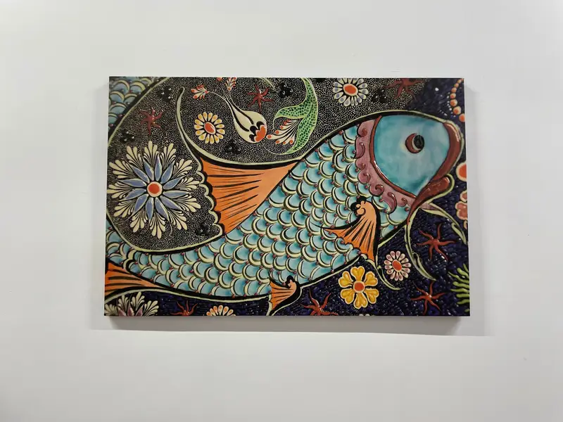 Mosaic Pattern Fish Canvas, Wall Art Canvas, Canvas Print, Wall Hanging Decor, Art of Marbling, Home Decor Wall Art, Ceramic Design Art - 2