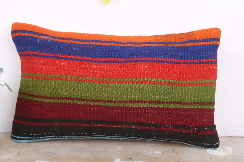 Neutral Throw Cushion, Square Throw Pillow Sham, Kilim Cushion Sham, Ikat Pillow, 12x20 Green Pillow, Kilim Pillow, Pillow Case, Turkish Pillow - 2