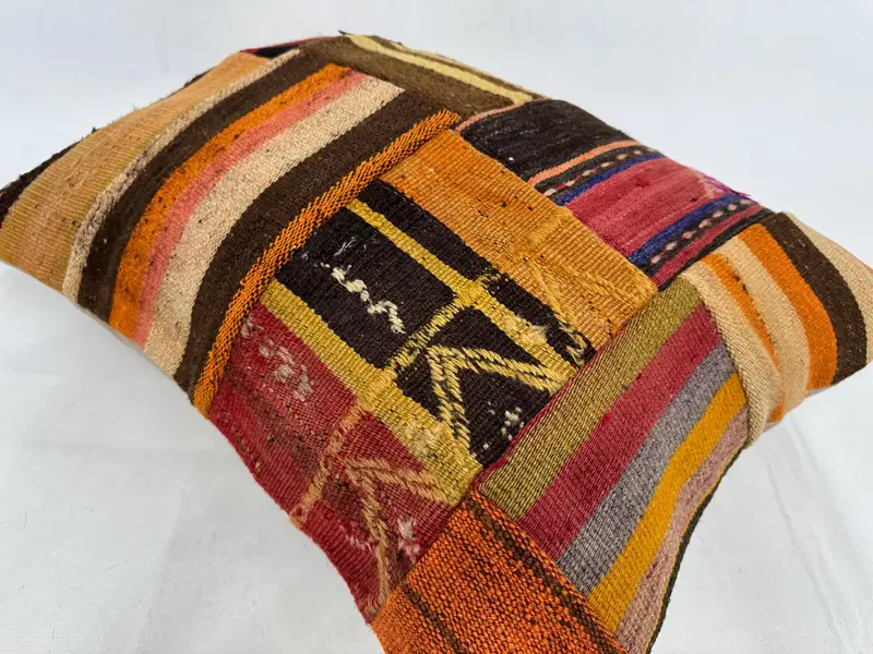 Cushion, Boho Pillow Sham Cover, Kilim Pillow Cover, Colorful Cushion, 20x28 Orange Pillow, Authentic Pillow Sham, Vintage Pillow - 6