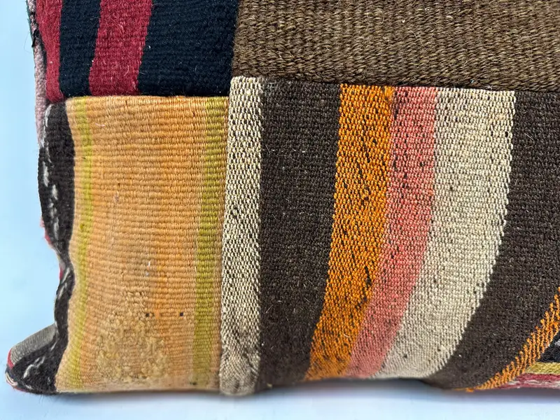 Cushion, Boho Pillow Sham Cover, Kilim Pillow Cover, Colorful Cushion, 20x28 Orange Pillow, Authentic Pillow Sham, Vintage Pillow - 2