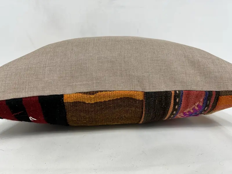Cushion, Boho Pillow Sham Cover, Kilim Pillow Cover, Colorful Cushion, 20x28 Orange Pillow, Authentic Pillow Sham, Vintage Pillow - 7