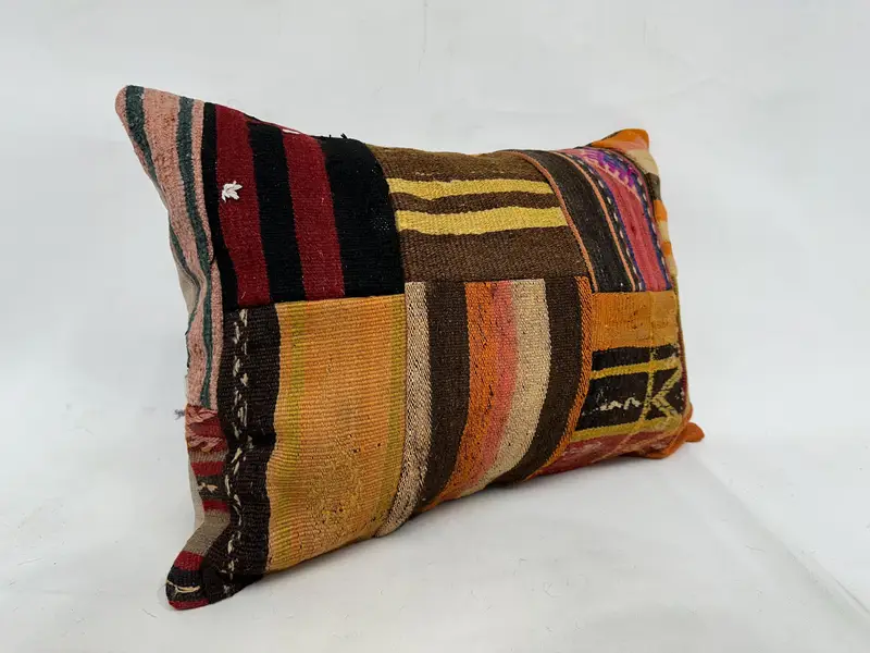Cushion, Boho Pillow Sham Cover, Kilim Pillow Cover, Colorful Cushion, 20x28 Orange Pillow, Authentic Pillow Sham, Vintage Pillow - 3