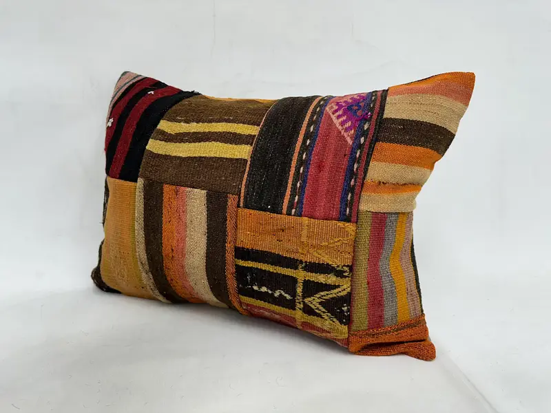 Cushion, Boho Pillow Sham Cover, Kilim Pillow Cover, Colorful Cushion, 20x28 Orange Pillow, Authentic Pillow Sham, Vintage Pillow - 4