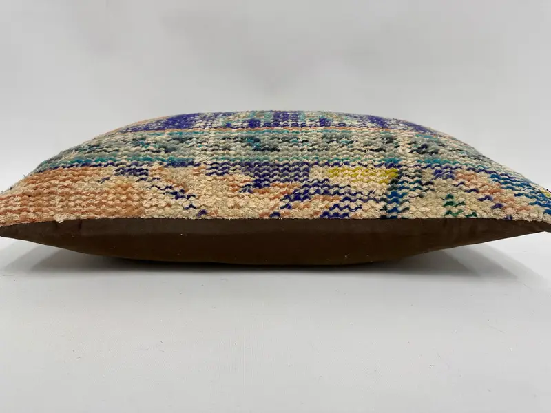 Throw Kilim Pillow, Interior Designer Pillow, Armchair Cushion Cover, Cushion Case, Vintage Kilim Throw Pillow, 12x20 Blue Cushion Cover - 5