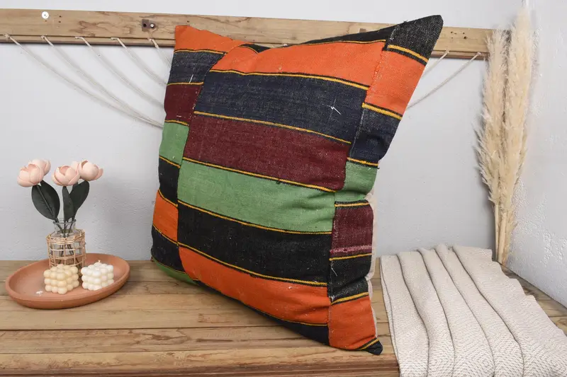 Pillow, Customized Cushion, Nomadic Cushion Cover, Kilim Pillow, 32x32 Green Pillow Sham, Pastel Pillow Sham, Antique Pillows, Kilim Pillow Cover - 4