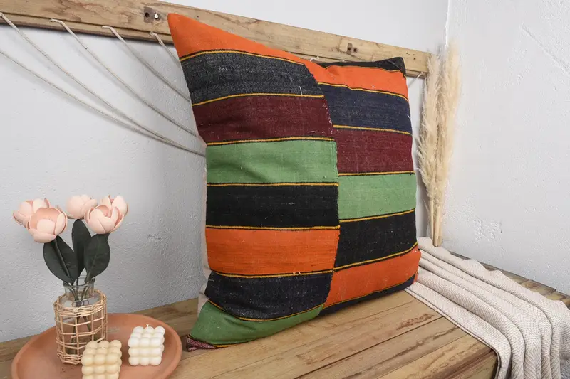 Pillow, Customized Cushion, Nomadic Cushion Cover, Kilim Pillow, 32x32 Green Pillow Sham, Pastel Pillow Sham, Antique Pillows, Kilim Pillow Cover - 1