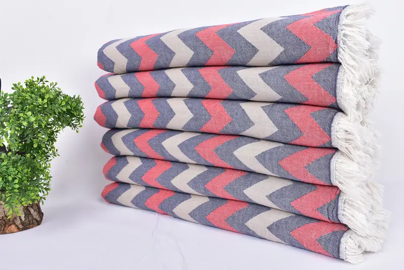 Lightweight Turkish towel, Handmade Gift, Decorative Towel, Organic Towel, Valentines Day Gift Idea, 64x34 Cotton Chevron Towel, Custom Beach Towel - 3