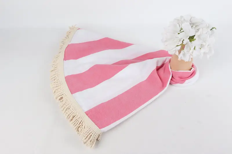 Bachelorette Party Gift, 64x64 Cotton Striped Round Towel, Gift For Bride, Turkish bath towel, Luxury Turkish beach towel with fringe, Gift For Him - 6